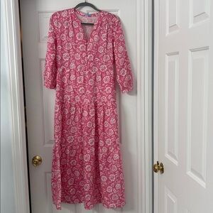 J. McLaughlin | Cunningham Linen Maxi Dress Pink Floral Print Size XS EUC
